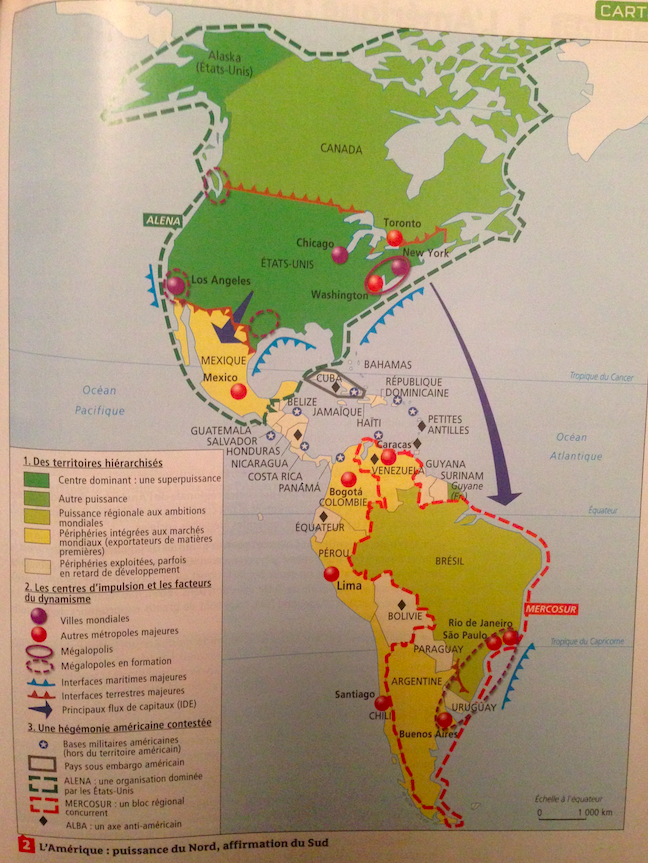 carte de l amérique du nord et du sud L' Amérique : puissance du Nord, affirmation du Sud   Sabine 